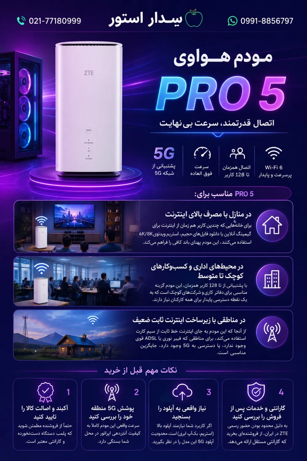 مودم ZTE 5G CPE MC888 Pro (آکبند)